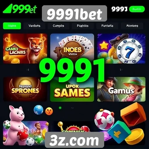 Variedade de jogos disponíveis na 9991bet
